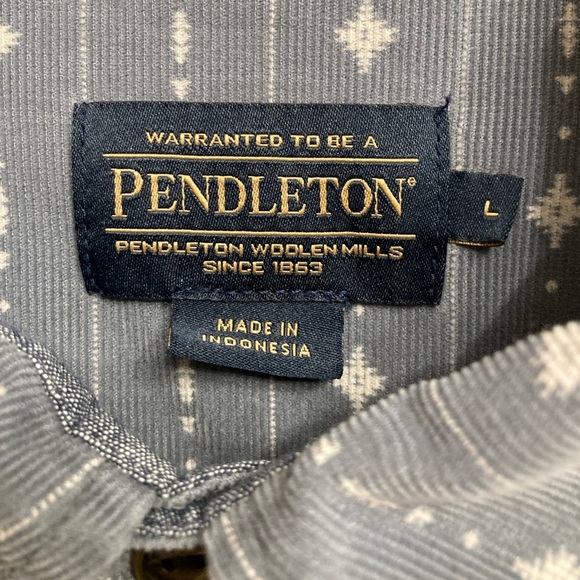 Pendleton Corduroy Gray Diamond Pattern Button Up Shirt Men’s Large Western Fall - Picture 2 of 6